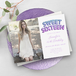 Moderne foto Paarse Blauwe Witte Ballonnen Sweet 1 Kaart