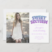 Moderne foto Paarse Blauwe Witte Ballonnen Sweet 1 Kaart (Voorkant)