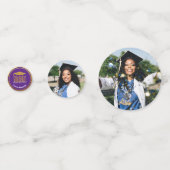 Moderne foto Paarse gouden Afstuderen tafel Confet Confetti (Achterkanten)