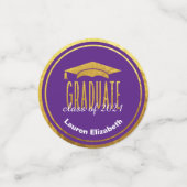 Moderne foto Paarse gouden Afstuderen tafel Confet Confetti (Kleine voorkant)