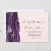 Moderne foto Paarse gouden agaat blos bruiloft Kaart (Voorkant)