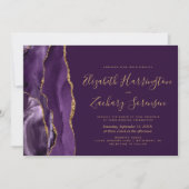 Moderne foto Paarse gouden agaat pruim bruiloft Kaart (Voorkant)