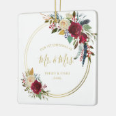 Moderne foto Pas getrouwd Elegant Onze Eerste Kers Keramisch Ornament (Links)