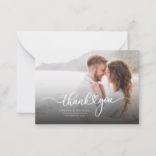 Moderne foto-Passen getrouwd Dank u Notitiekaartje (Voorkant)