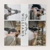 Moderne foto Passen getrouwd Monogram White Legpuzzel (Horizontaal)