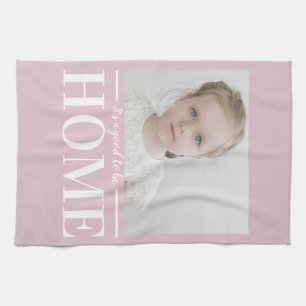 Moderne foto - Pastel Roze familie - thuiscadeau Theedoek