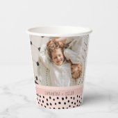 Moderne foto Pastel roze persoonlijke naam Gift Papieren Bekers (Achterkant)