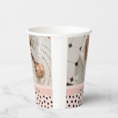 Moderne foto Pastel roze persoonlijke naam Gift Papieren Bekers (Rechts)