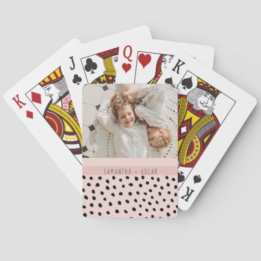 Moderne foto Pastel roze persoonlijke naam Gift Pokerkaarten (Achterkant)