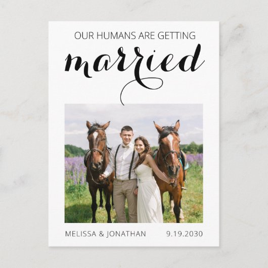 Moderne foto Pet Pet Wedding Save the Date Aankondigingskaart (Voorkant)