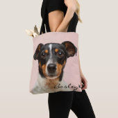 Moderne foto Pet Voeg Jouw naam Paw Print toe Tote Bag (Dichtbij)