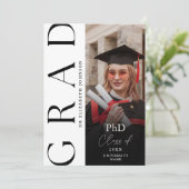 Moderne foto PhD-diploma afstudeerfeest Kaart (Staand voorkant)