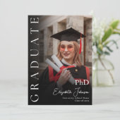 Moderne foto PhD-diploma afstudeerfeest Kaart (Staand voorkant)