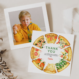 Moderne Foto Pizza Verjaardagsfeestje Bedankkaart