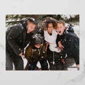 Moderne Foto Prettige Feestdagen Boom Blauw Goud (Achterkant)