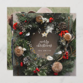 Moderne foto, prettige kerstdeur feestdagenkaart (Voorkant / Achterkant)