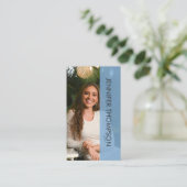 Moderne foto Professioneel Blauw Visitekaartje (Staand voorkant)