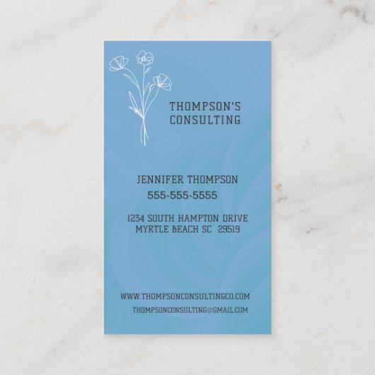 Moderne foto Professioneel Blauw Visitekaartje (Achterkant)