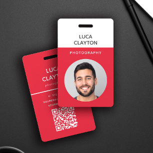 Moderne foto Professionele QR-code Logo Rode naam Badge