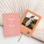 Moderne foto QR Code 70s Retro bruiloft Kaart