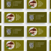 Moderne foto QR-code aangepast groen Visitekaartje