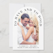 Moderne foto QR-code alles in één boog bruiloft Kaart (Voorkant)