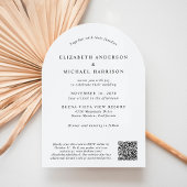 Moderne foto QR-code alles in één boog bruiloft Kaart