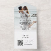 Moderne foto QR Code Black Wedding All In One Uitnodiging (Binnen)