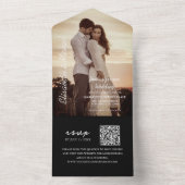 Moderne foto QR Code Black Wedding All In One Uitnodiging (Binnen)