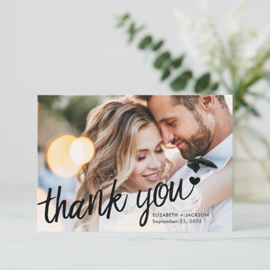 Moderne foto qr code bruiloft dank u kaart (Staand voorkant)