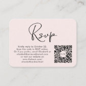 Moderne foto QR-code bruiloft Roze RSVP Informatiekaartje (Voorkant)