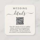 Moderne foto QR Code Cream bruiloft details Informatiekaartje (Voorkant)