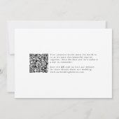 Moderne foto QR-code Eenvoudige bruiloft Bewaar de Kaart (Achterkant)
