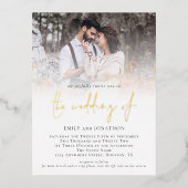 Moderne foto QR-code kabelverbinding echt Folie Uitnodiging Briefkaart (Voorkant)