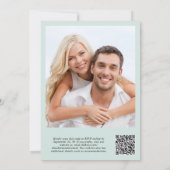 Moderne foto QR Code Mint Weddenschappen Receptie Kaart (Achterkant)