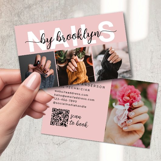 Moderne Foto QR Code Nail Artist Visitekaartje