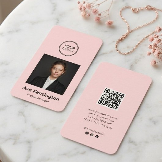 Moderne foto QR-code personeelsbadge | Aangepast Visitekaartje