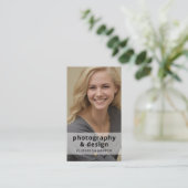 Moderne foto QR-code professioneel minimalistisch Visitekaartje (Staand voorkant)