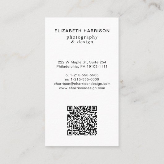 Moderne foto QR Code Roos Gold Visitekaartje (Achterkant)