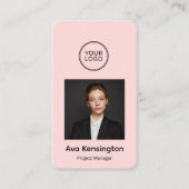 Moderne foto QR-code roze gepersonaliseerd logo Visitekaartje (Voorkant)