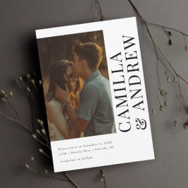 Moderne foto QR-code RSVP Bruiloft Kaart