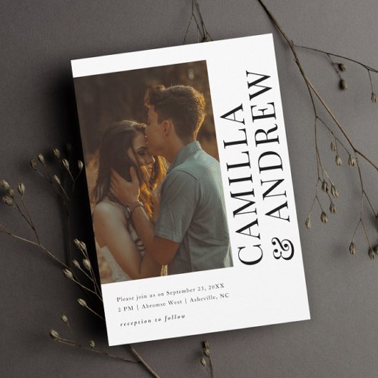 Moderne foto QR-code RSVP Bruiloft Kaart