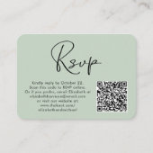 Moderne foto QR Code Sage Green Wedding RSVP Informatiekaartje (Voorkant)