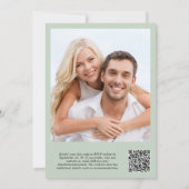 Moderne foto QR Code Sage Weddenschappen Receptie Kaart (Achterkant)