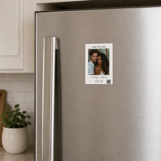 Moderne foto QR-code Save the Date-magneet Magnetische Uitnodiging