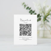 Moderne foto QR-code script bruiloft RSVP Kaartje (Staand voorkant)
