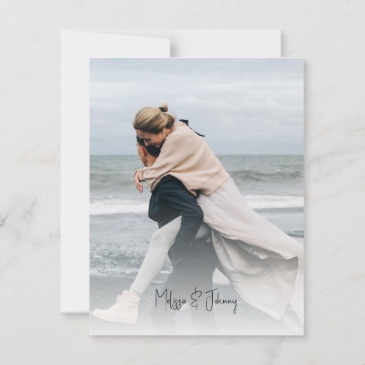 Moderne foto QR-code scriptie bruiloft RSVP Kaartje (Achterkant)