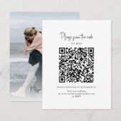 Moderne foto QR-code scriptie bruiloft RSVP Kaartje (Voorkant / Achterkant)