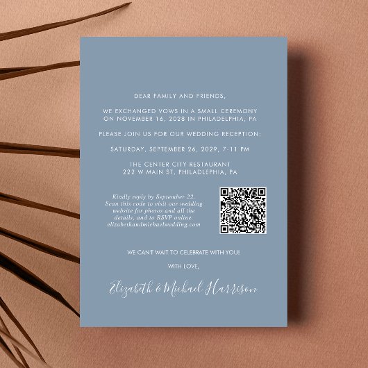 Moderne foto QR Code Weddenschap Reception Kaart