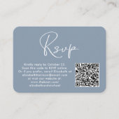 Moderne foto QR Code Weddenschap RSVP Dusty Blue Informatiekaartje (Voorkant)